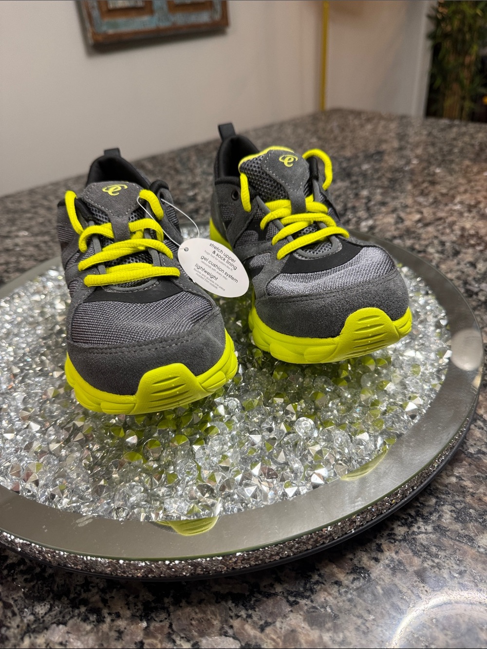 Easy Spirit E360 Gray with Neon Yellow Athletic Sneakers NWT 8 - Picture 6 of 13